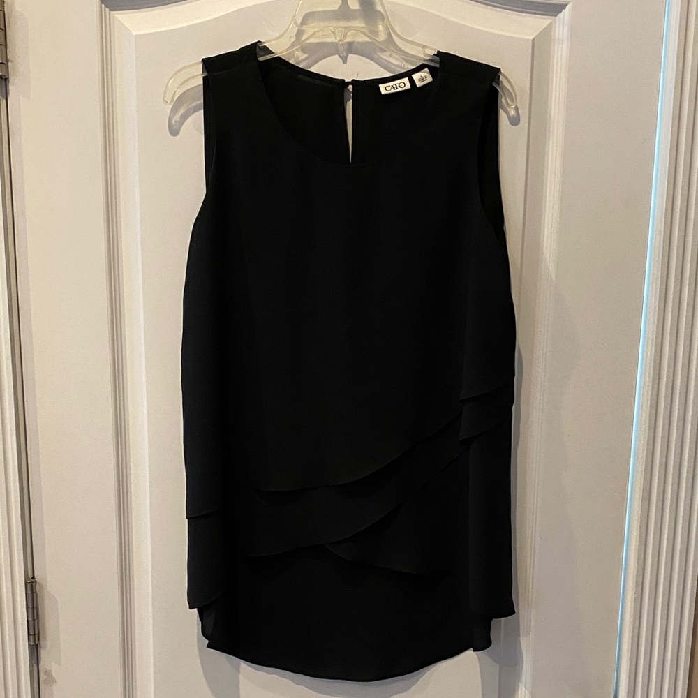 Cato Black Layered Tunic Top